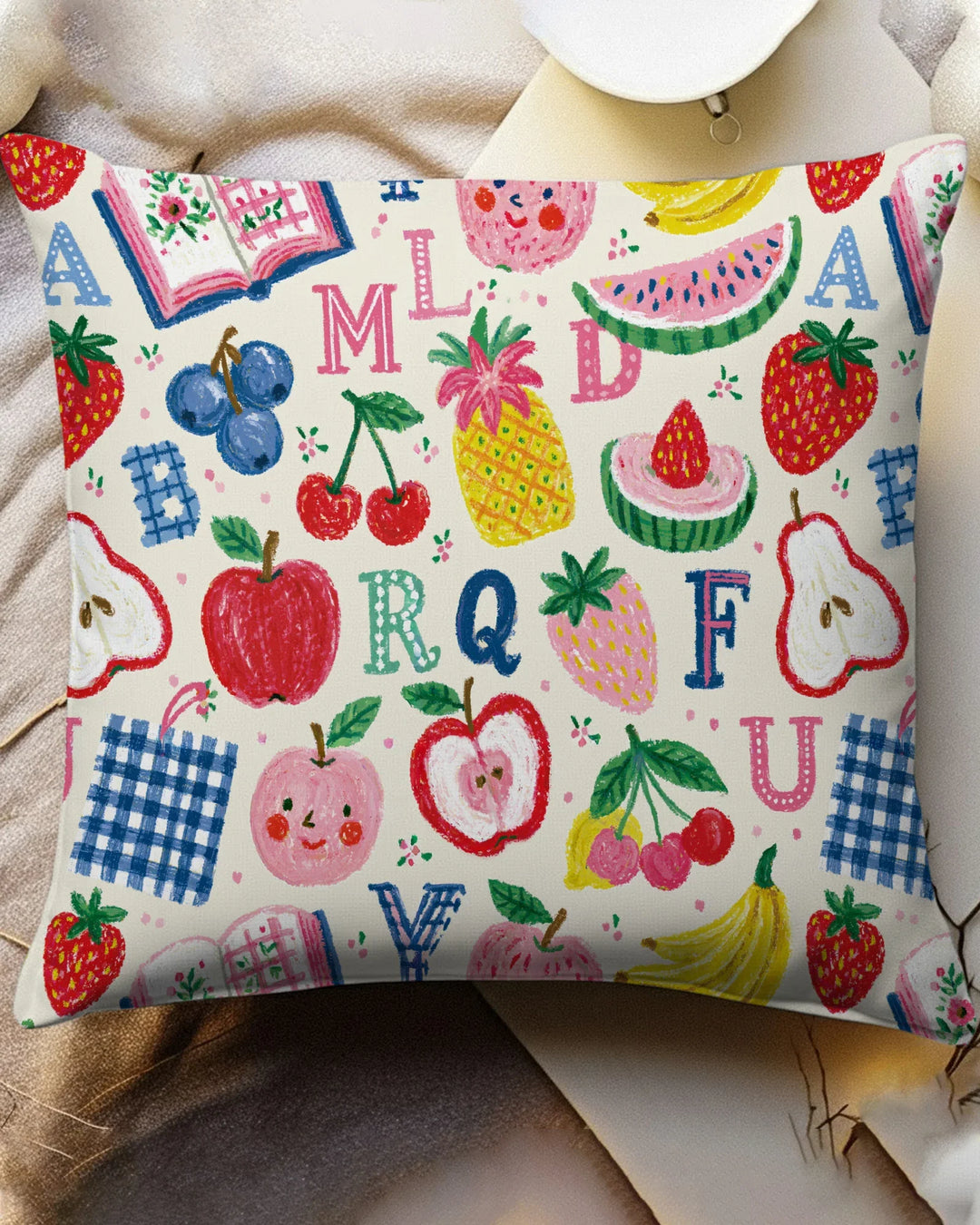 Back To School Fruit Alphabet Bamboo Pillow Case
