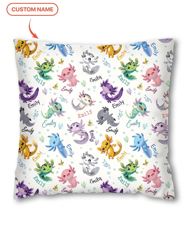 I Love You Axolotl Custom Name Bamboo Pillow Case