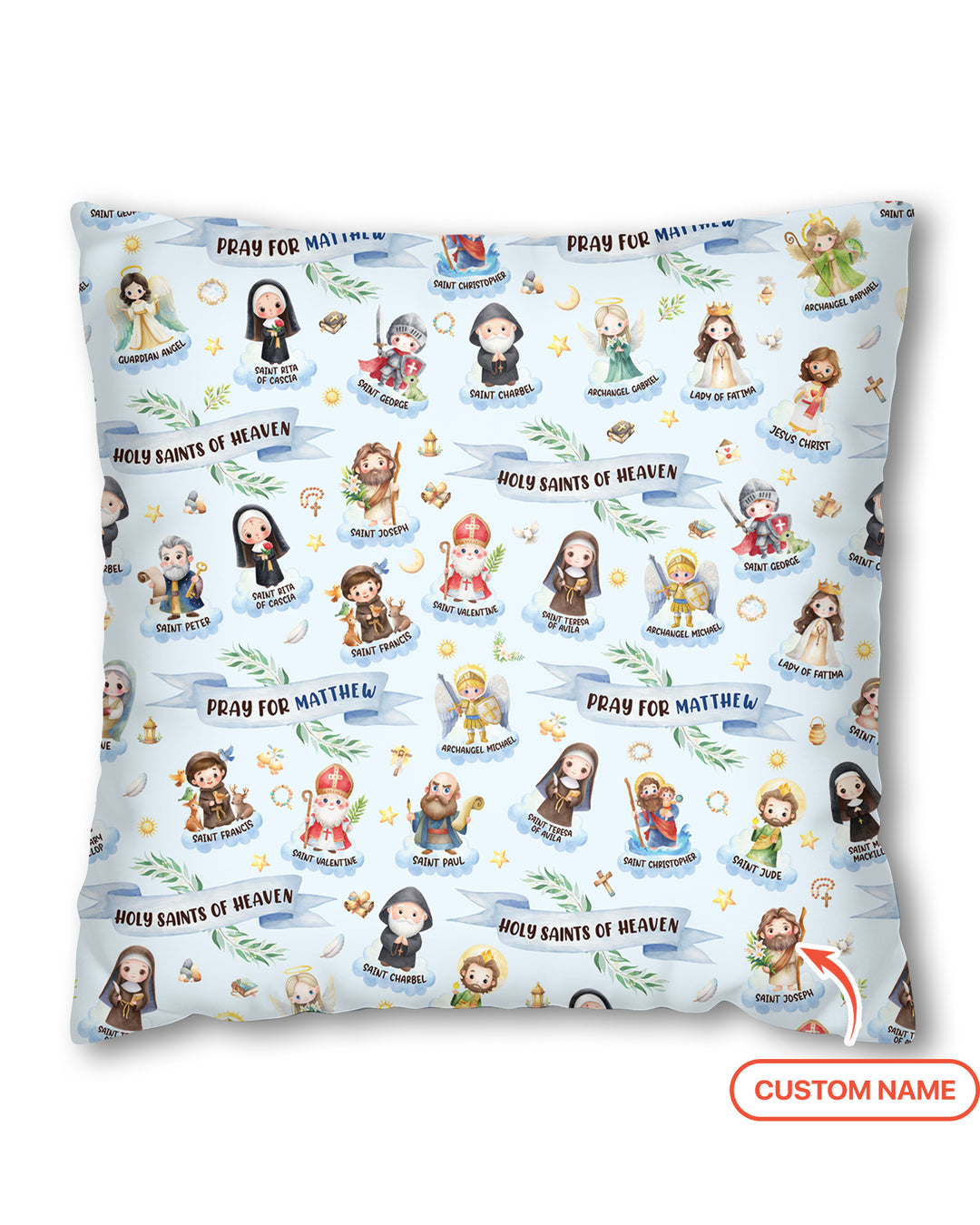 Holy Saints of Heaven Custom Name Bamboo Pillow Case