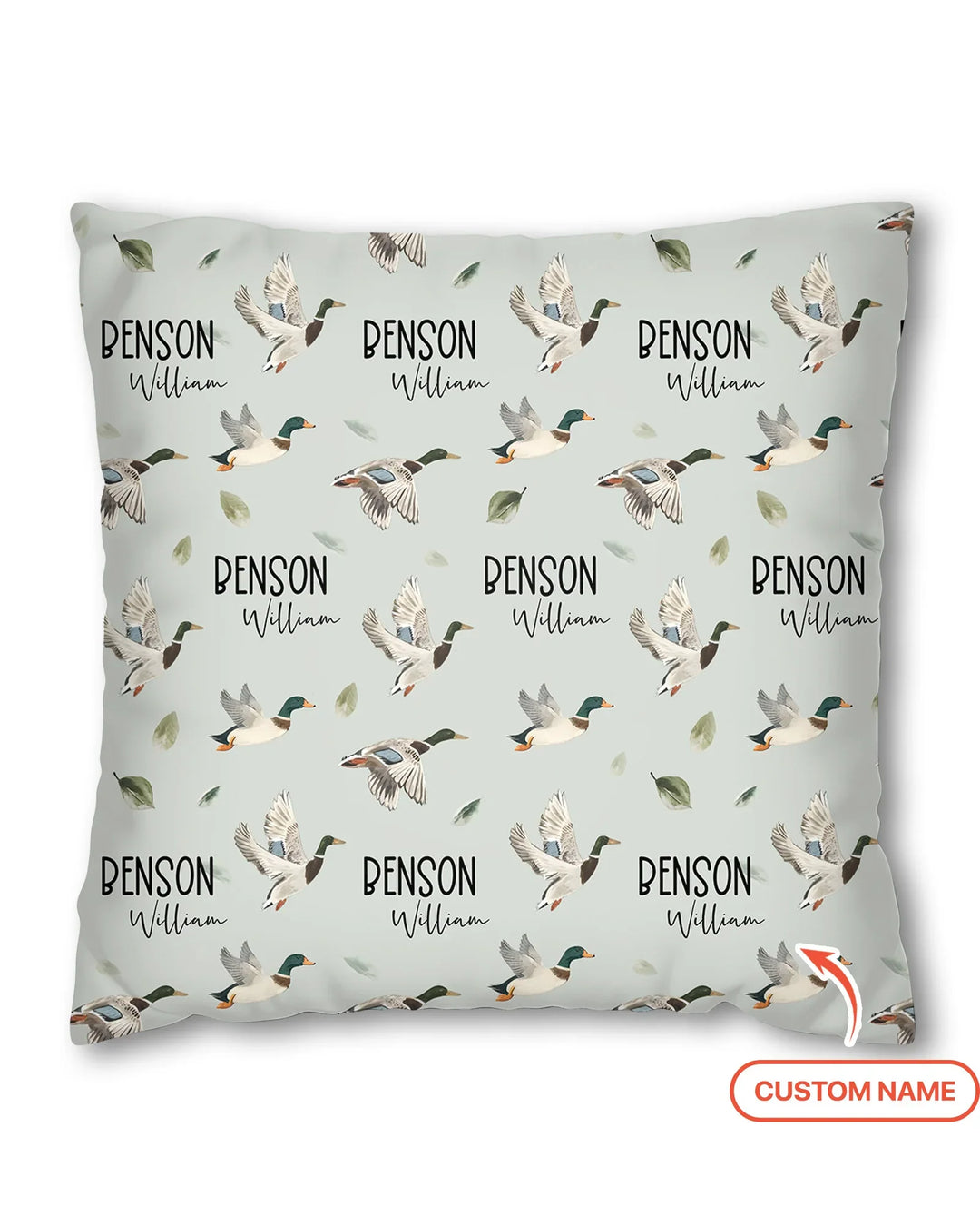 Custom Name Mallard Duck Bamboo Pillow Case