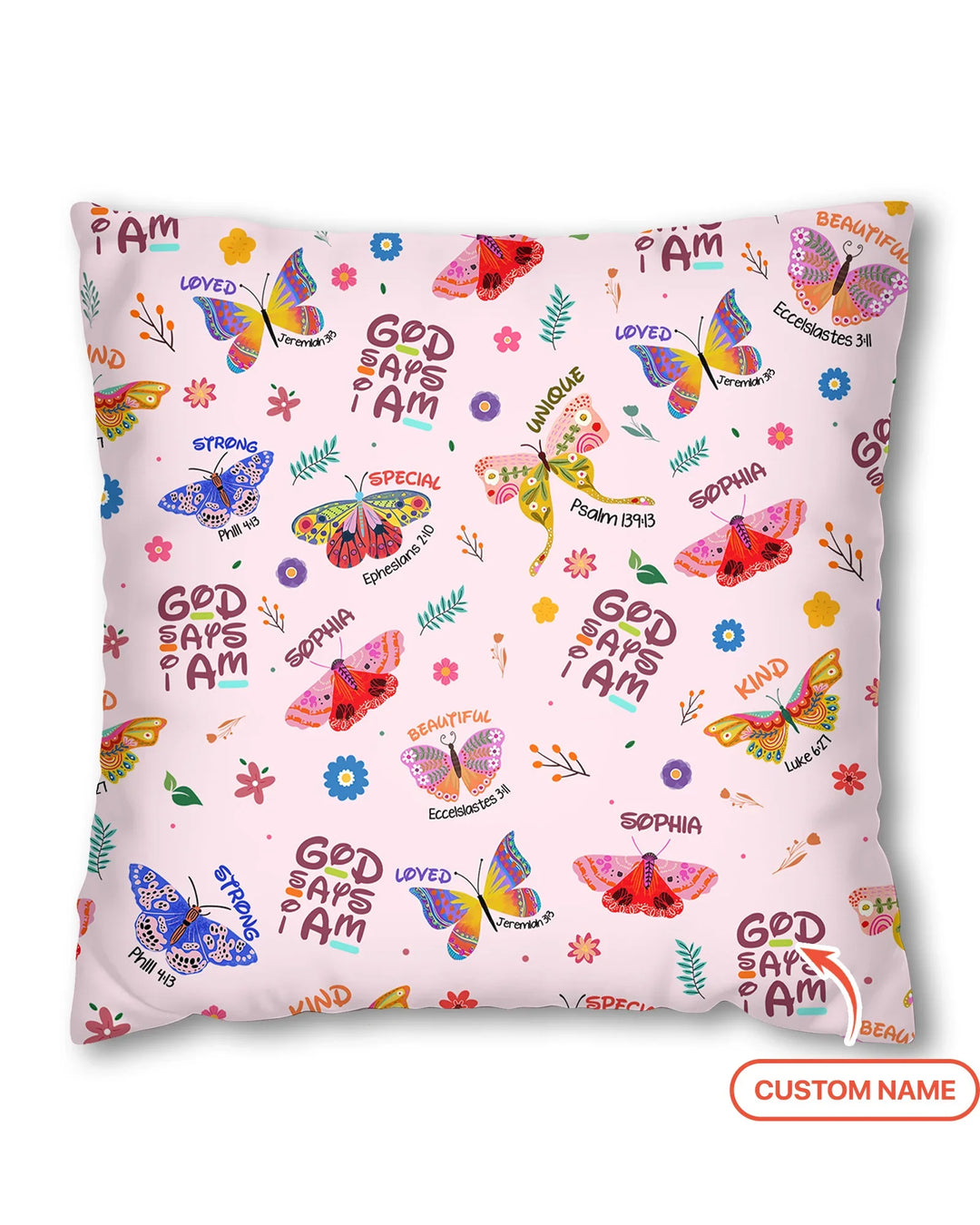 Custom Name God says I am Butterfly Bamboo Pillow Case