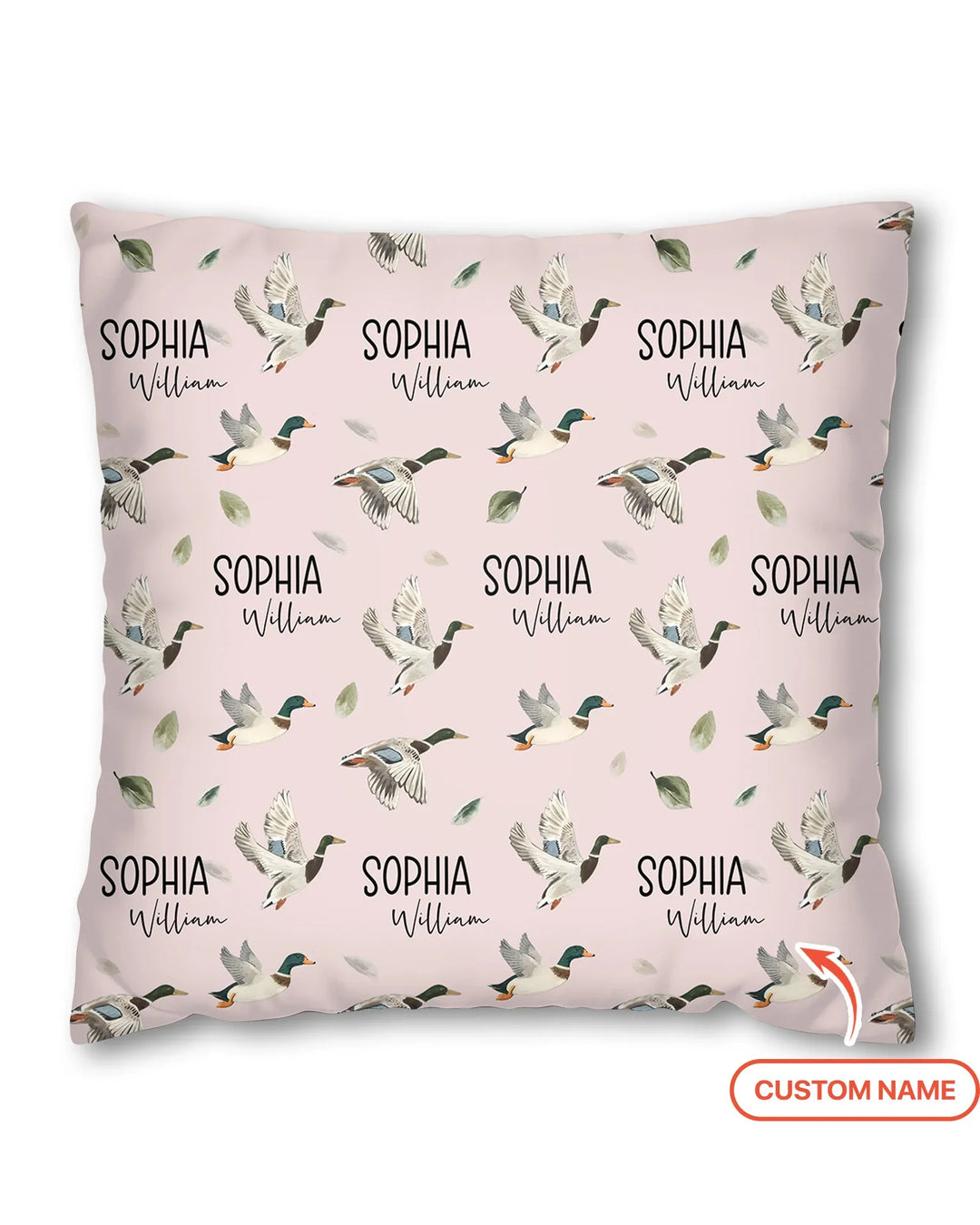 Custom Name Mallard Duck Bamboo Pillow Case
