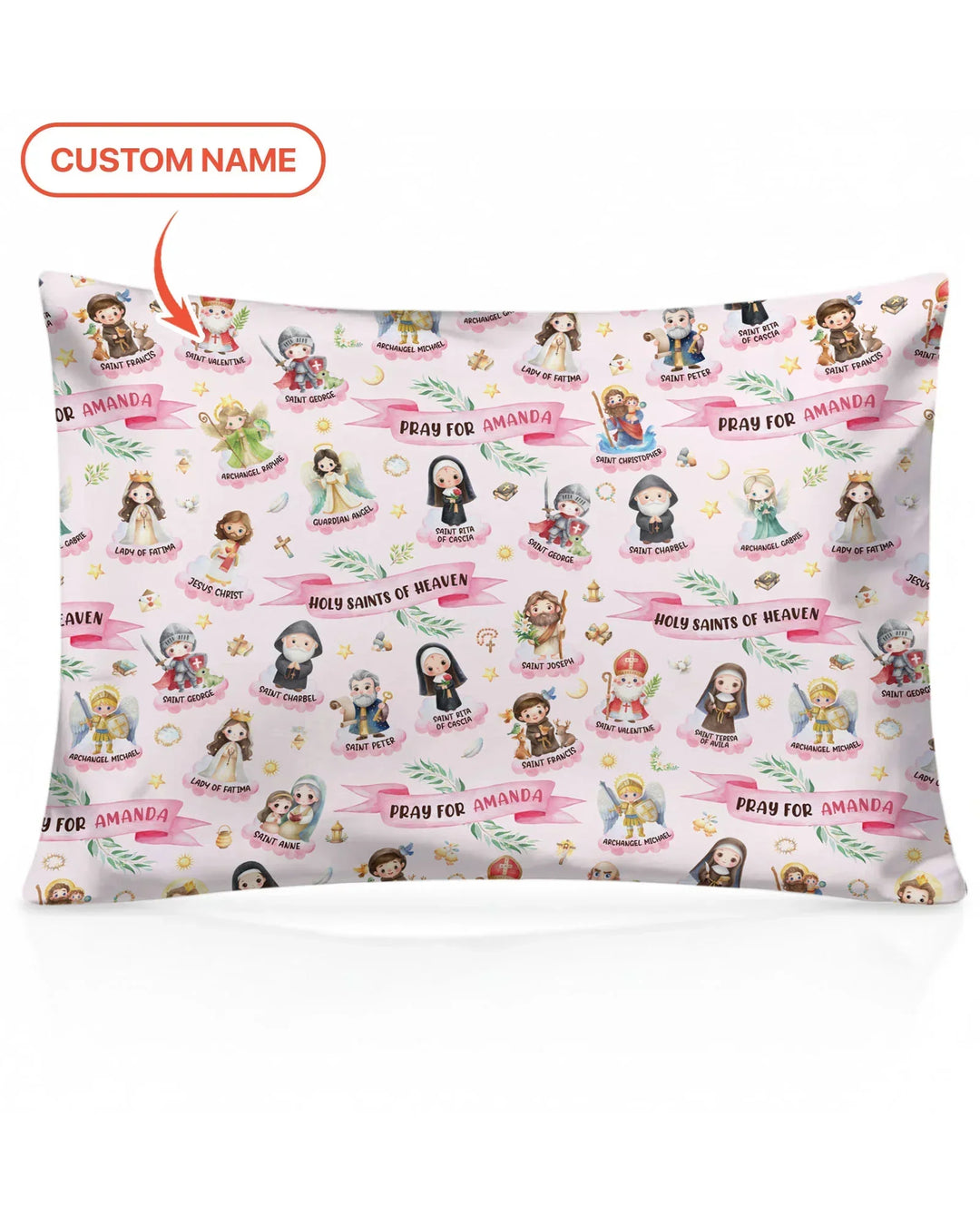 Holy Saints of Heaven Custom Name Bamboo Pillow Case