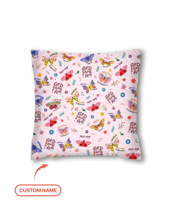 Custom Name God says I am Butterfly Bamboo Pillow Case