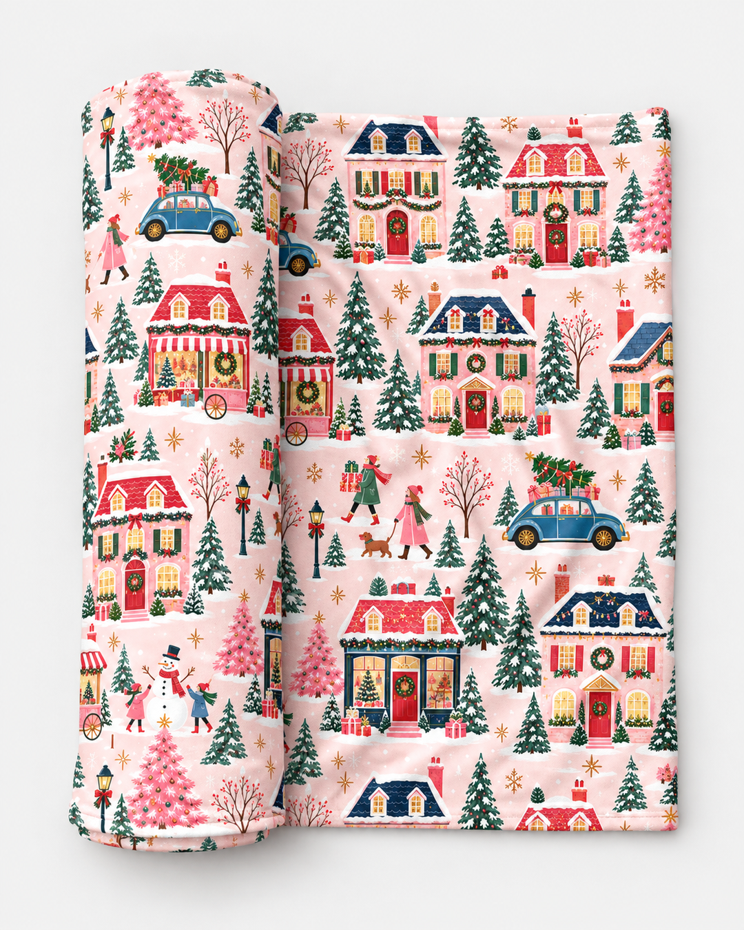 Christmas Village Scene Bamboo Swaddle Blanket