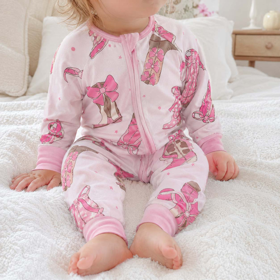 Pink Bow Cowgirl Boots Bamboo Convertible Zippy