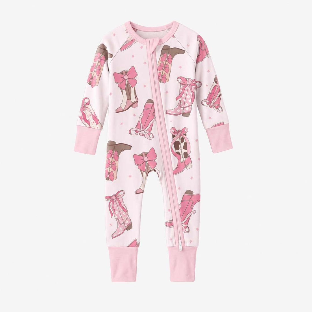 Pink Bow Cowgirl Boots Bamboo Convertible Zippy