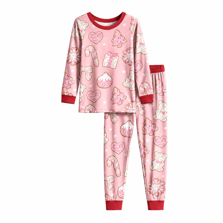 Pink Christmas Sugar Cookies Bamboo Two Piece Long Sleeve Pajama Set
