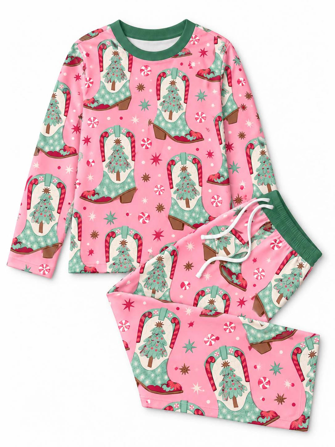 Pink Cowgirl Christmas Boots Bamboo Men's Pajama Set
