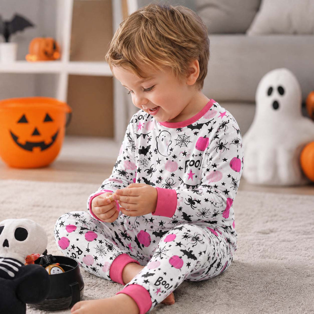 Pink Halloween Party Bamboo Two Piece Long Sleeve Pajama Set