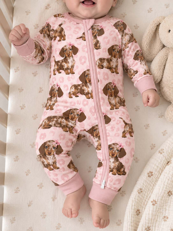 Pink Leopard Dachshund Girls Bamboo Convertible Zippy