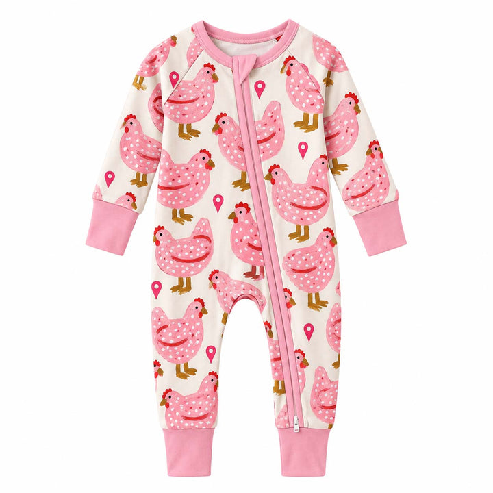 Pink Polka Hens Bamboo Convertible Zippy