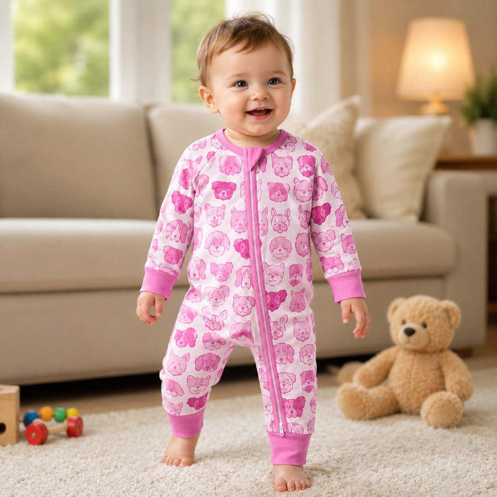 Pink Puppy Faces Bamboo Convertible Zippy