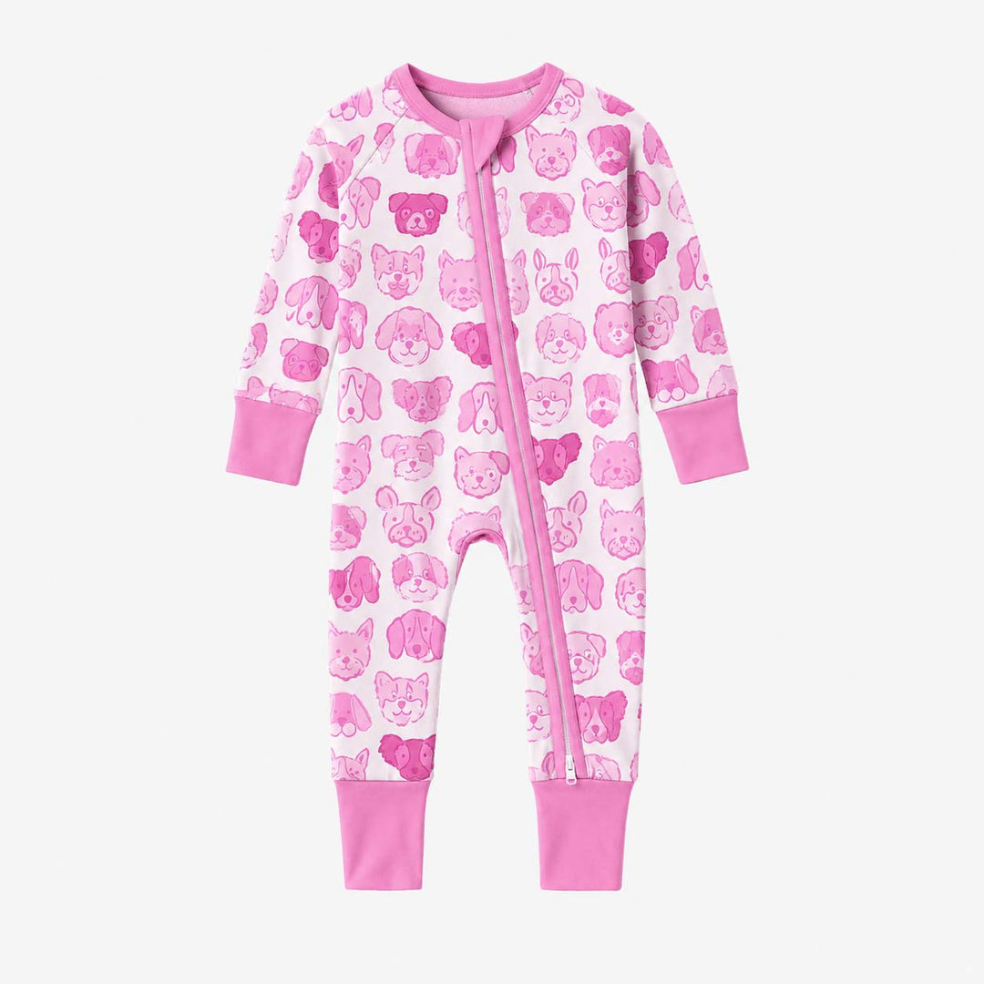 Pink Puppy Faces Bamboo Convertible Zippy