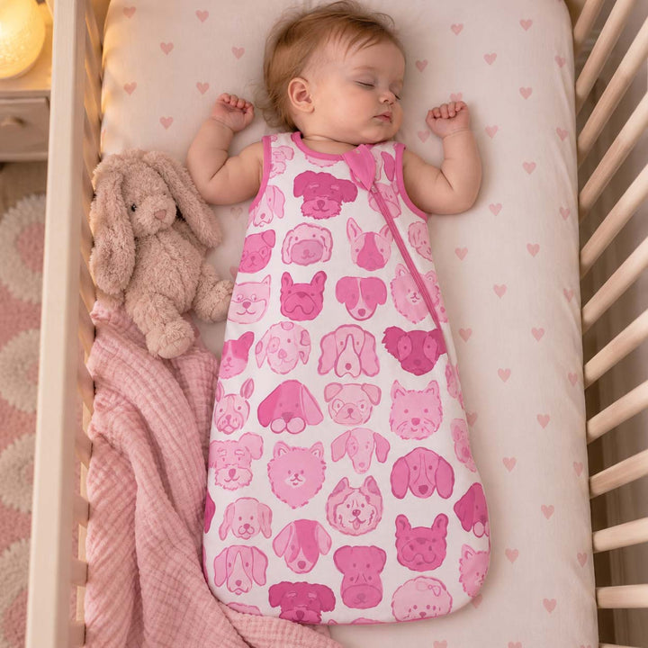 Pink Puppy Faces Bamboo Sleep Bag