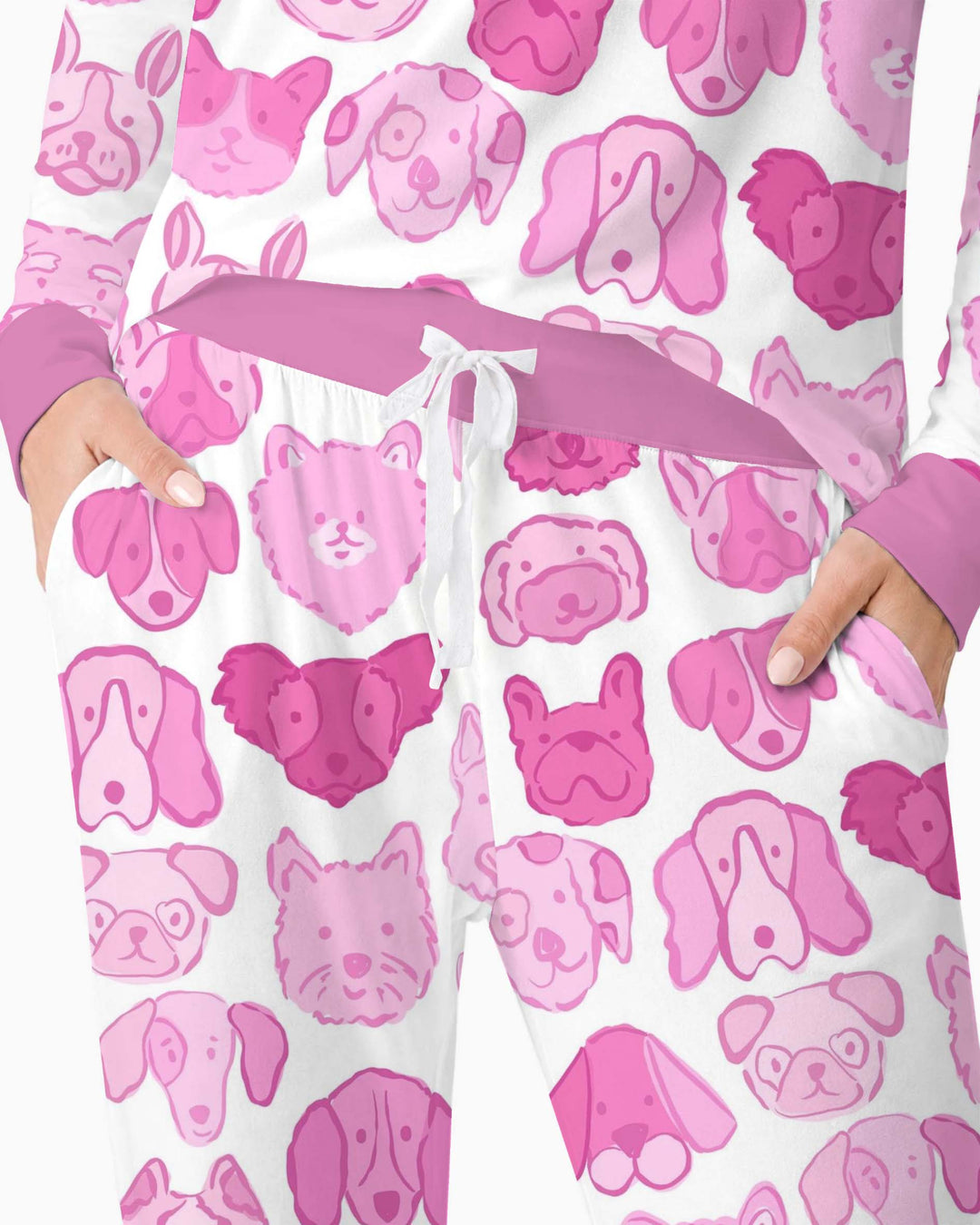 Pink Puppy Faces Bamboo Women Pajama Set