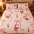 Pink Ribbon Santa Christmas Bamboo Bedding Set