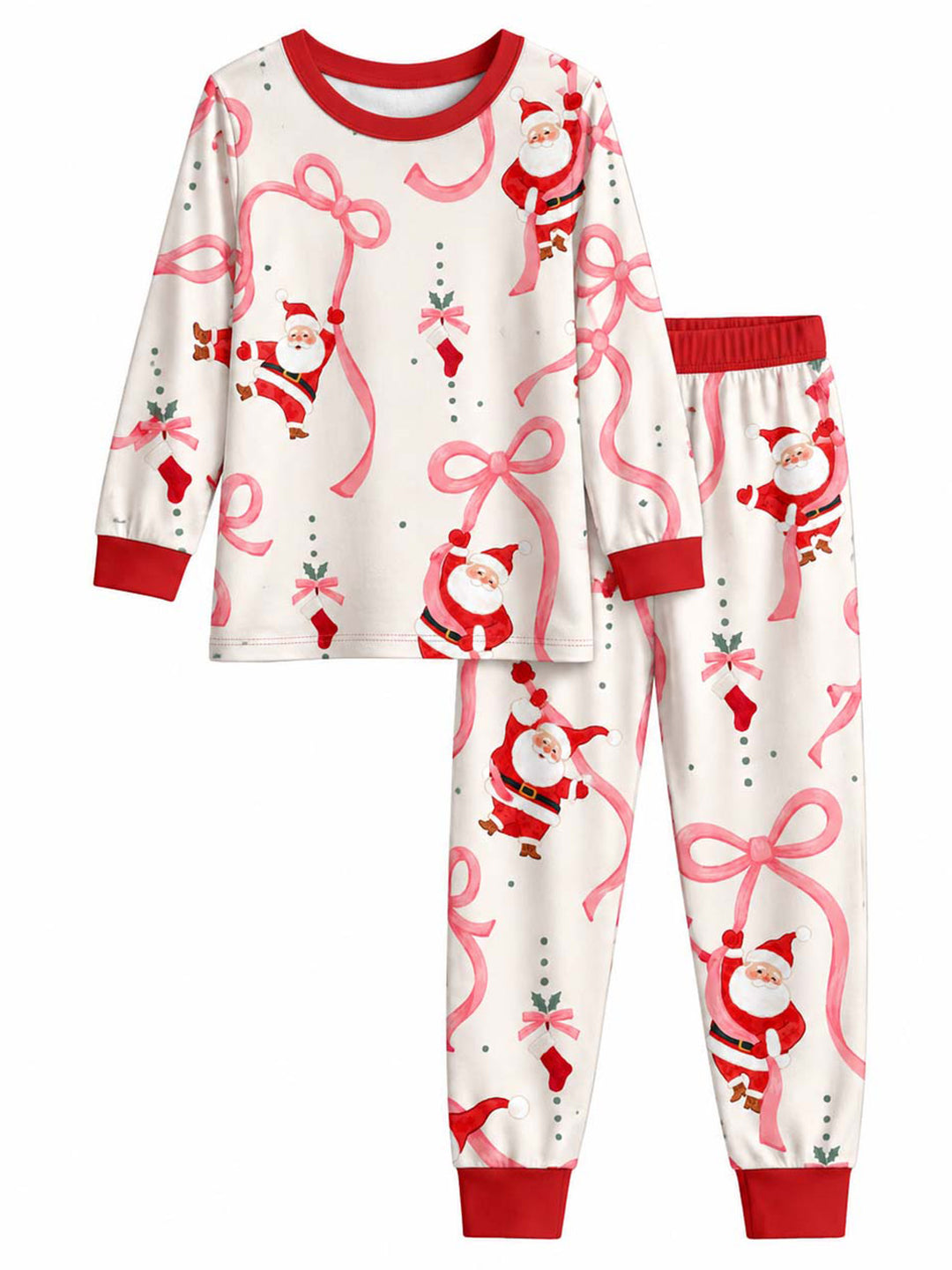Pink Ribbon Santa Christmas Bamboo Men's Pajama Set