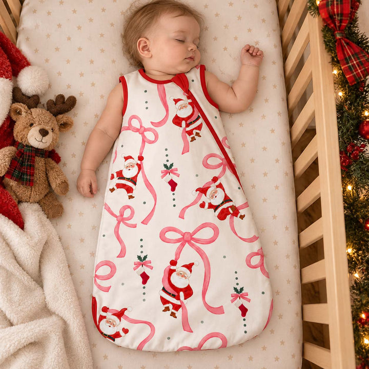 Pink Ribbon Santa Christmas Bamboo Sleep Bag