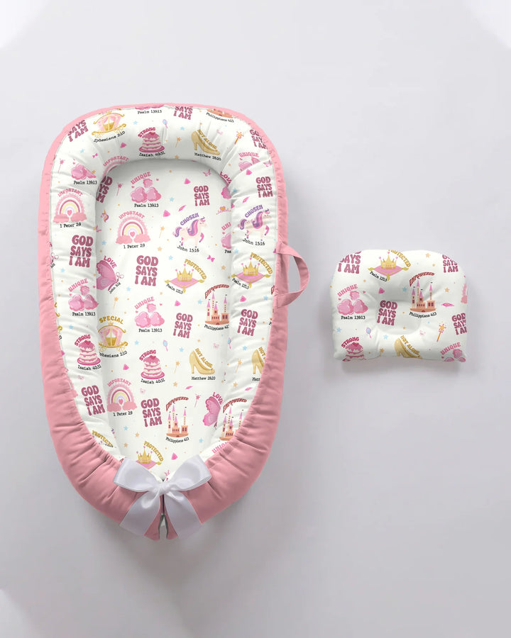 God Says I Am Girl Bamboo Baby Nest Bed