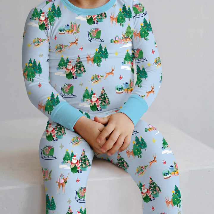 Jolly Forest Christmas Family Matching Bamboo Two Piece Long Sleeve Pajama Set