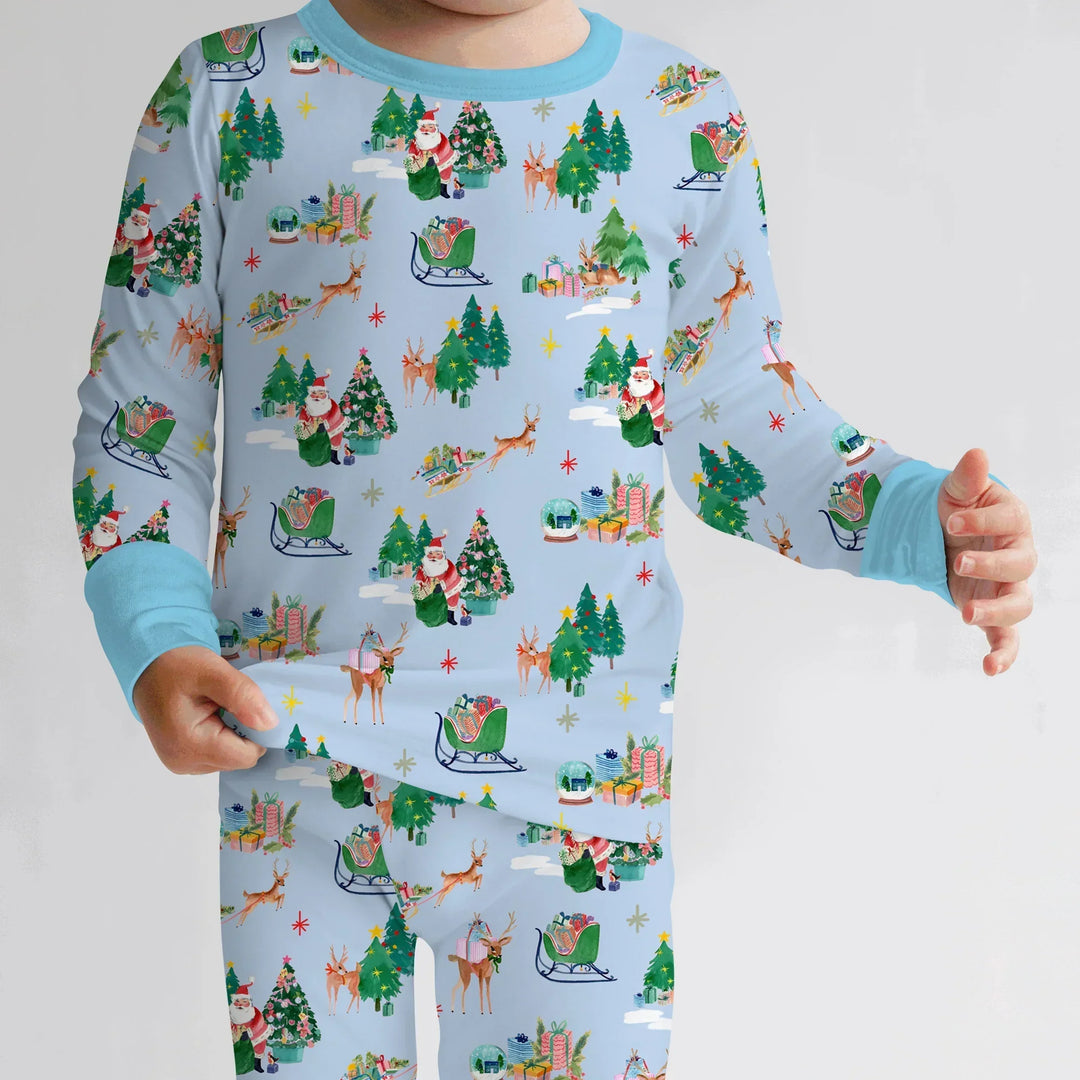 Jolly Forest Christmas Family Matching Bamboo Two Piece Long Sleeve Pajama Set