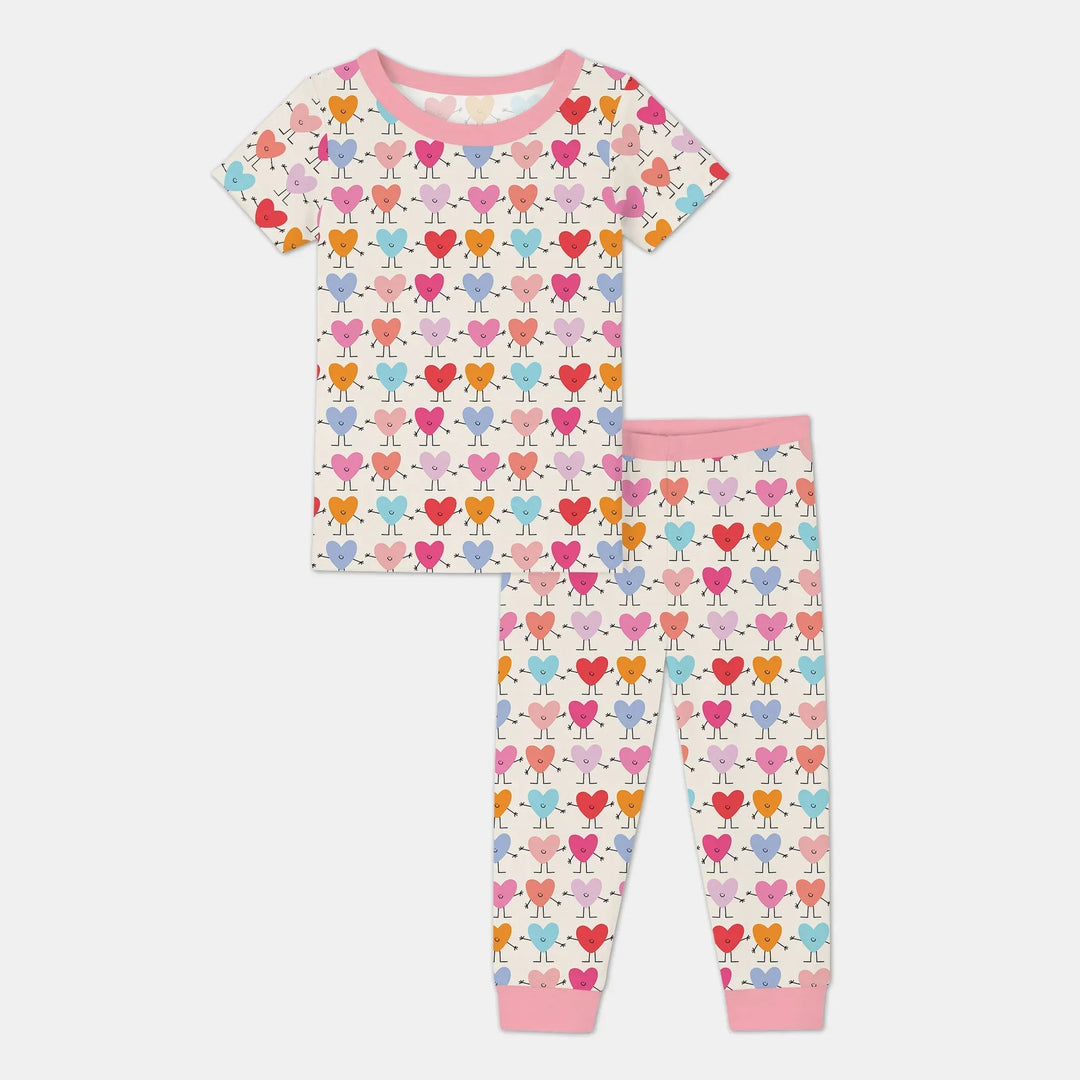 Sweet Hearts Bamboo Two Piece Short Sleeve Pajama Set