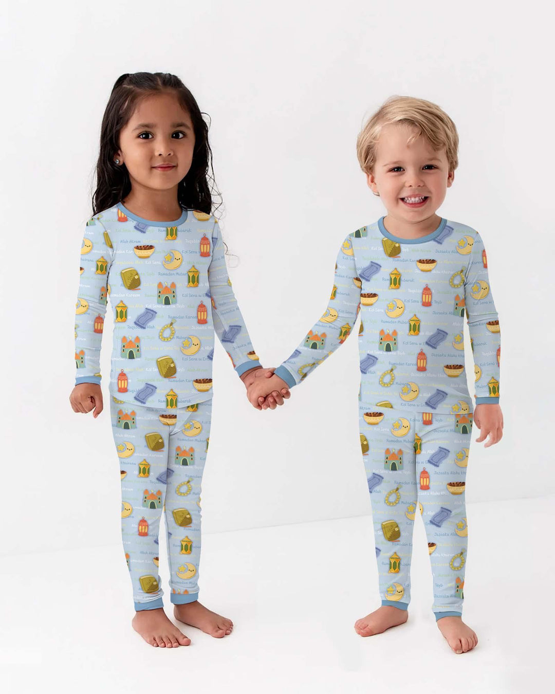Ramadan Mubarak Family Matching Bamboo Two Piece Long Sleeve Pajama Set