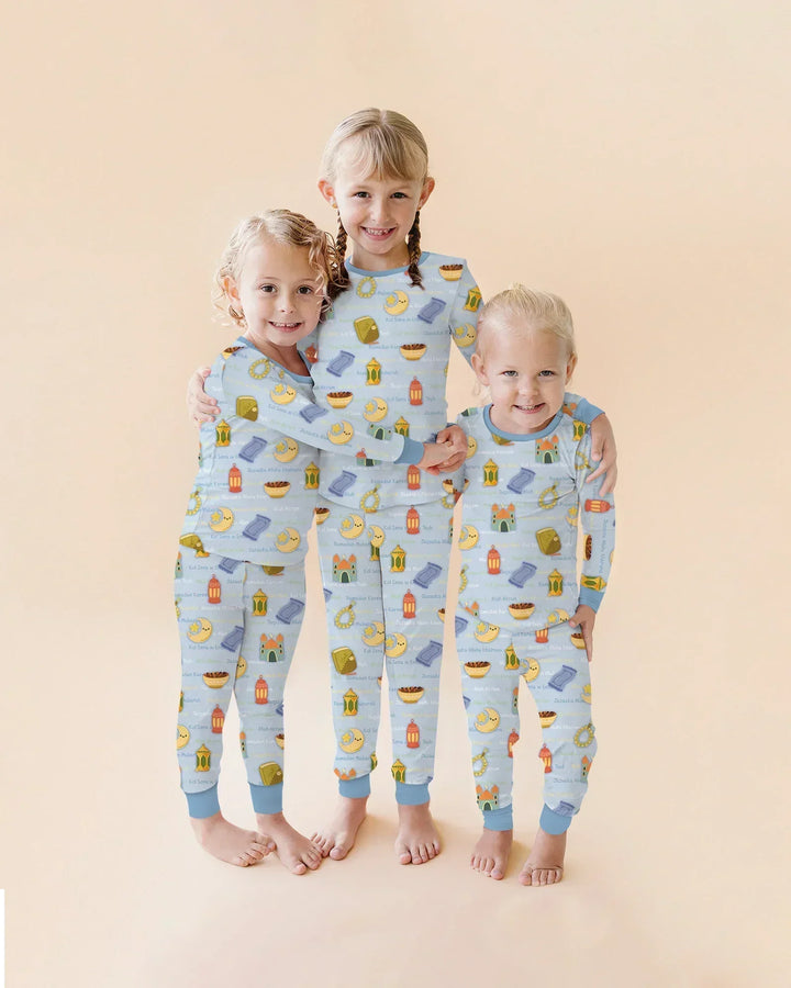 Ramadan Mubarak Family Matching Bamboo Two Piece Long Sleeve Pajama Set
