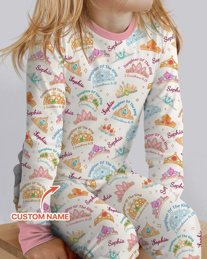 Daughter Of The King Custom Name Bamboo Two Piece Long Sleeve Pajama Set