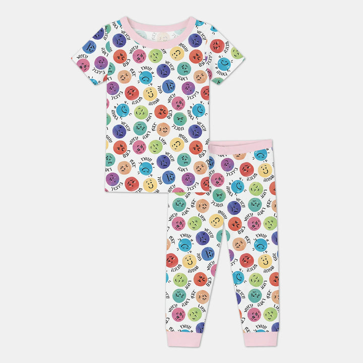 My Emotions Hebrew Bamboo Two Piece Short Sleeve Pajama Set