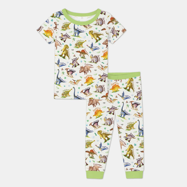 Dino Dreamland Bamboo Two Piece Short Sleeve Pajama Set