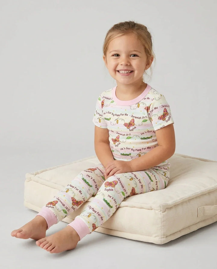 Custom Name He's Got Big Plans For Me Bamboo Two Piece Short Sleeve Pajama Set