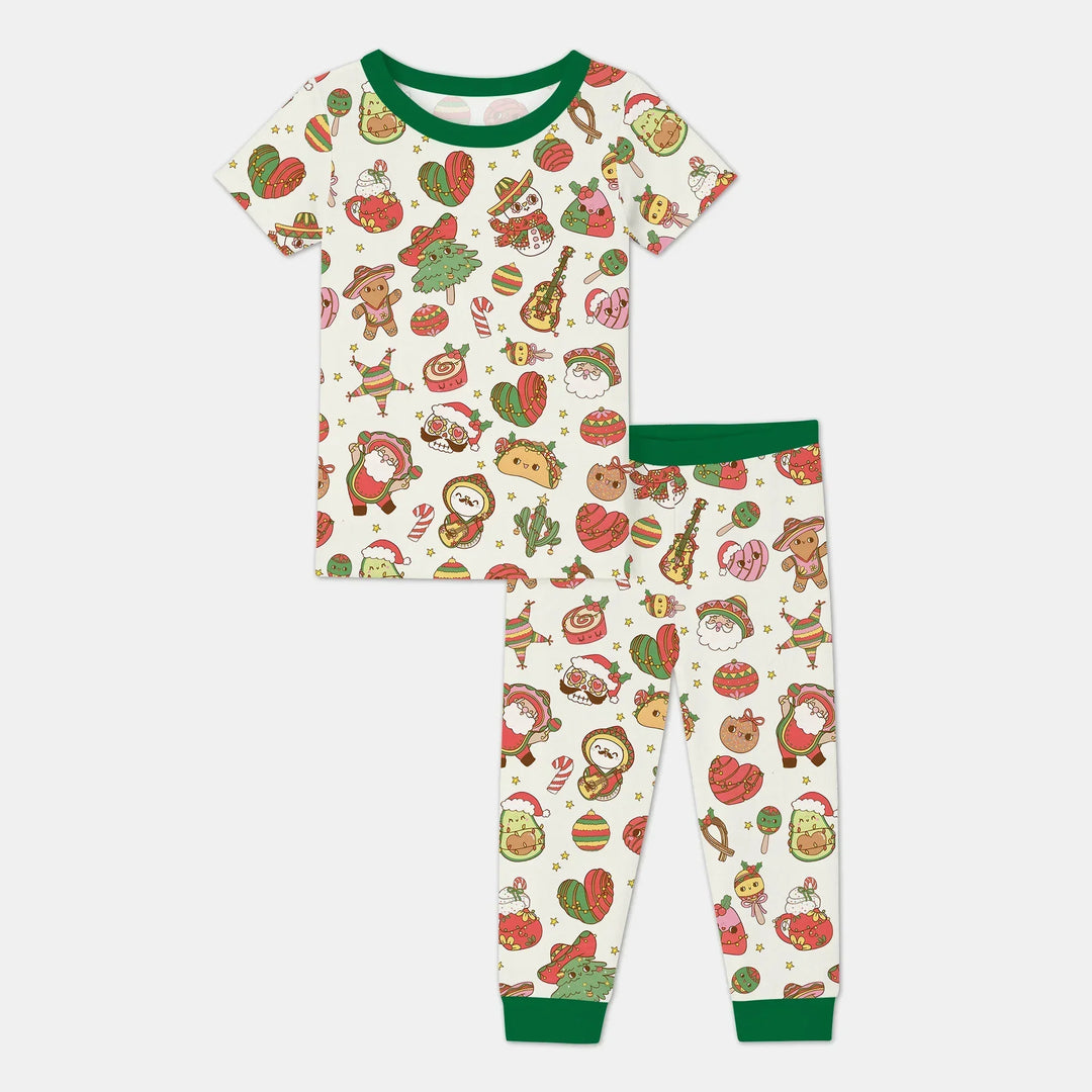 La Fiesta de Navidad Two Piece Short Sleeve Pajama Set , La Fiesta de Navidad Two Piece Short Sleeve Pajama Set - 12-18M / Green