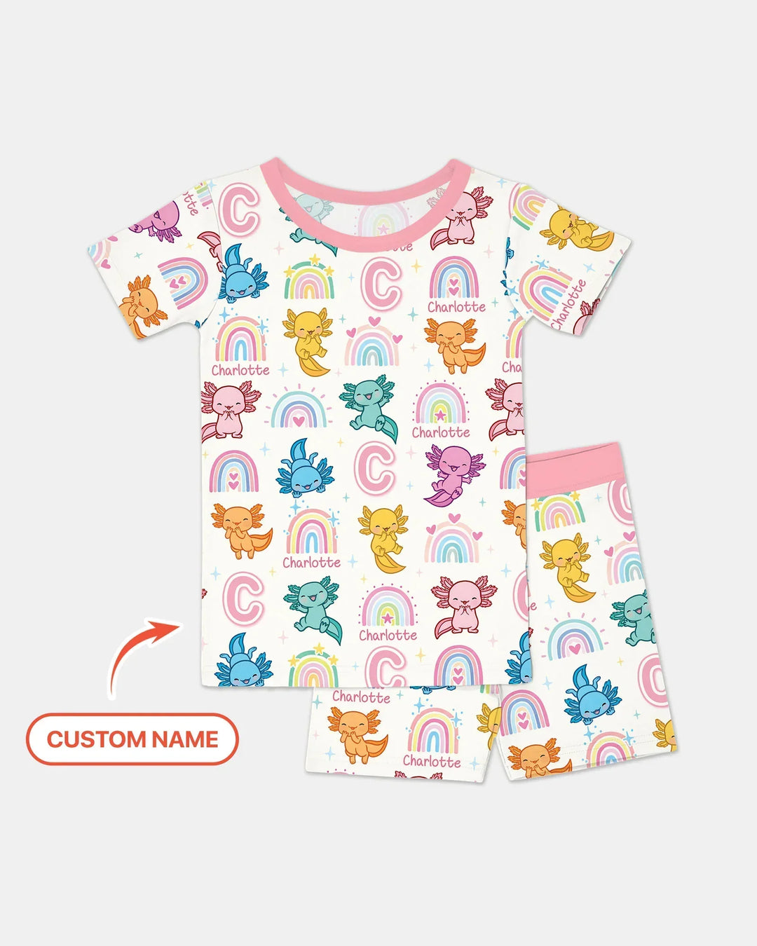 Axololt Custom Name Bamboo Two Piece Short Sleeve Shorts Pajama Set