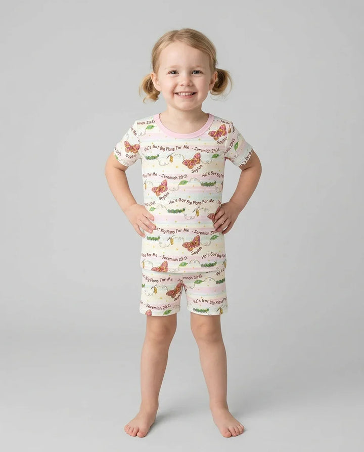 Custom Name He's Got Big Plans For Me Bamboo Two Piece Short Sleeve Pajama Set