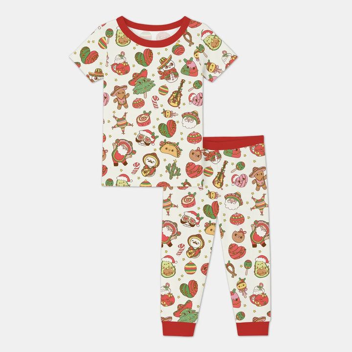 La Fiesta de Navidad Two Piece Short Sleeve Pajama Set , La Fiesta de Navidad Two Piece Short Sleeve Pajama Set - 12-18M / Red