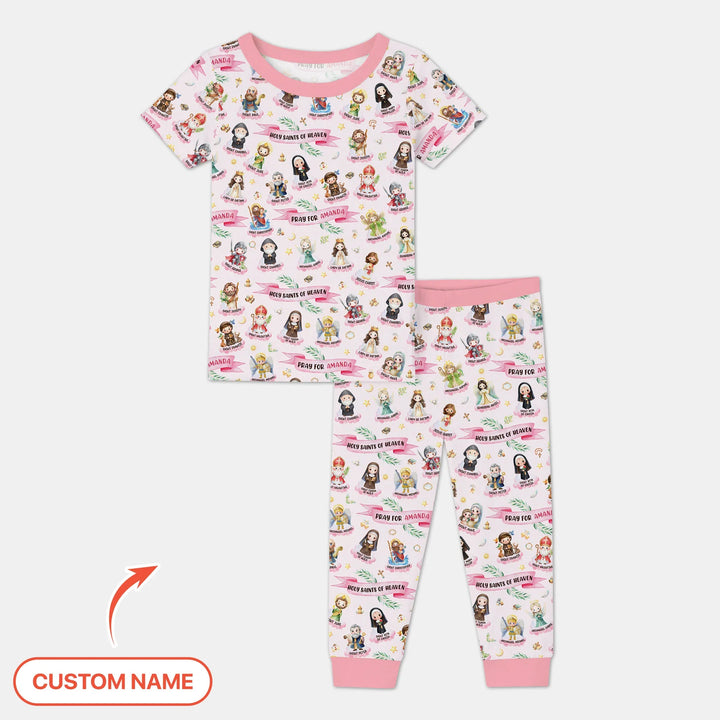 Holy Saints of Heaven Custom Name Bamboo Two Piece Short Sleeve Pajama Set
