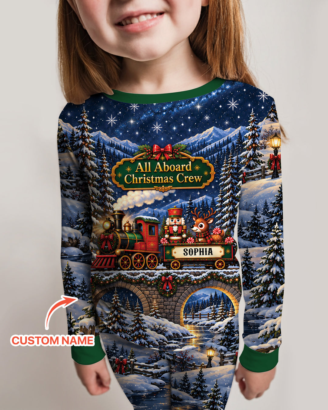 All Aboard Christmas Crew Bamboo Two Piece Long Sleeve Pajama Set