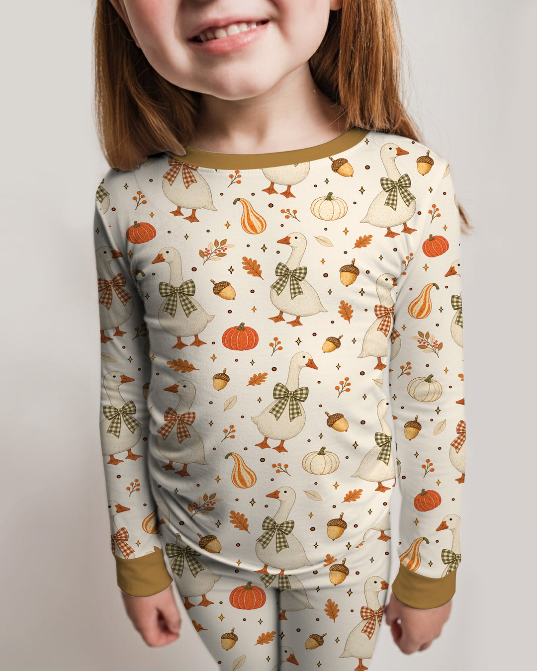 Vintage Fall Geese Bamboo Two Piece Long Sleeve Pajama Set