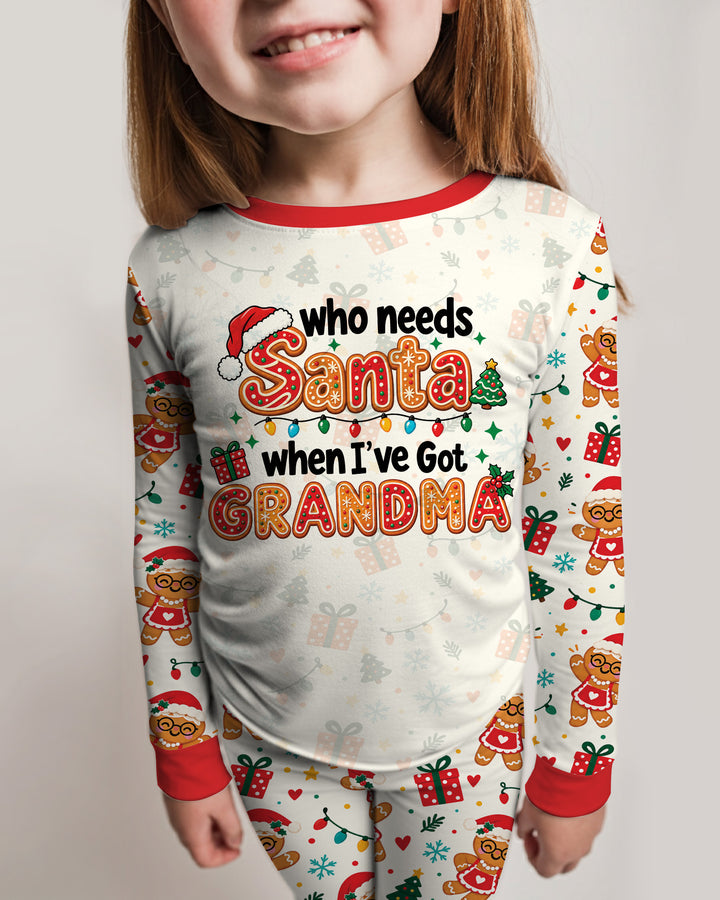 Who Needs Santa When I've Got Grandma Bamboo Two Piece Long Sleeve Pajama Set
