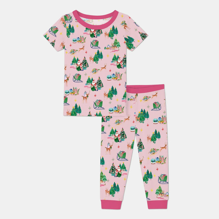 Jolly Forest Christmas Family Matching Bamboo Two Piece Short Sleeve Pajama Set