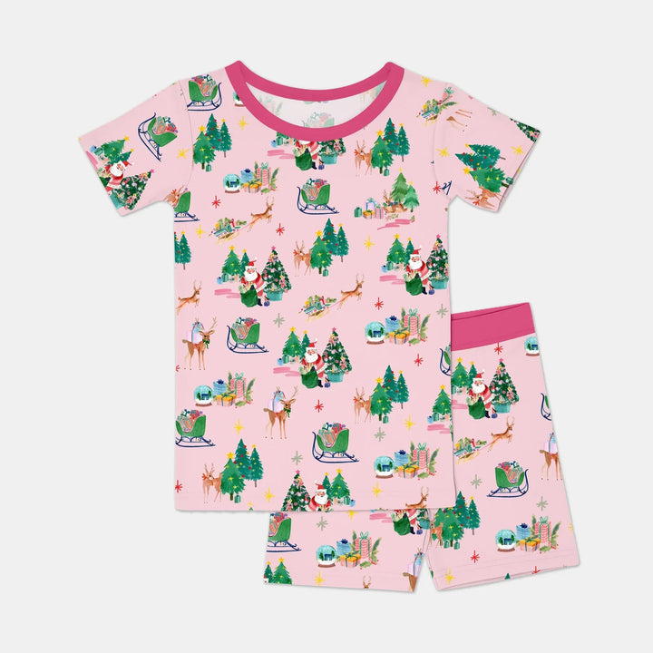 Jolly Forest Christmas Family Matching Bamboo Two Piece Short Sleeve Shorts Pajama Set