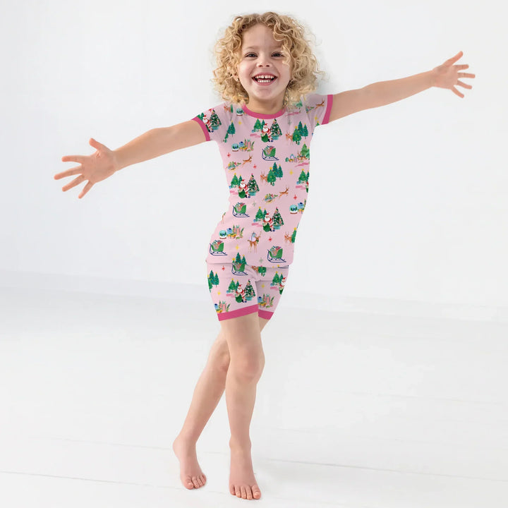 Jolly Forest Christmas Family Matching Bamboo Two Piece Short Sleeve Shorts Pajama Set