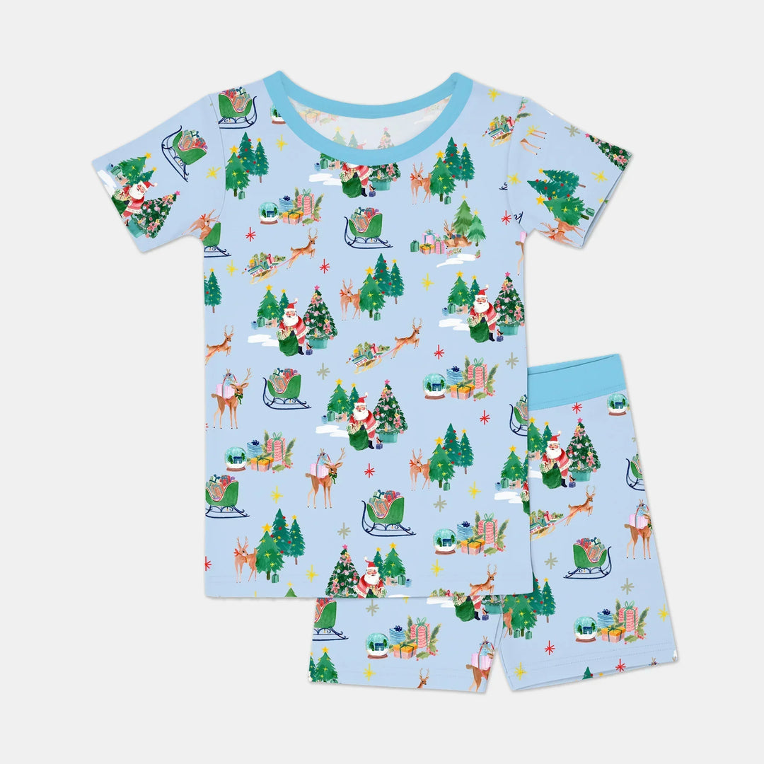 Jolly Forest Christmas Family Matching Bamboo Two Piece Short Sleeve Shorts Pajama Set