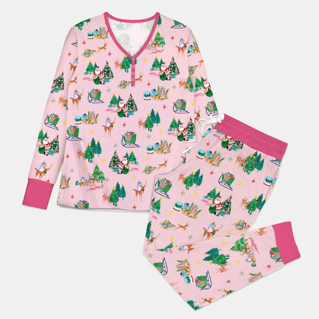 Jolly Forest Christmas Family Matching Bamboo Women Pajama Set