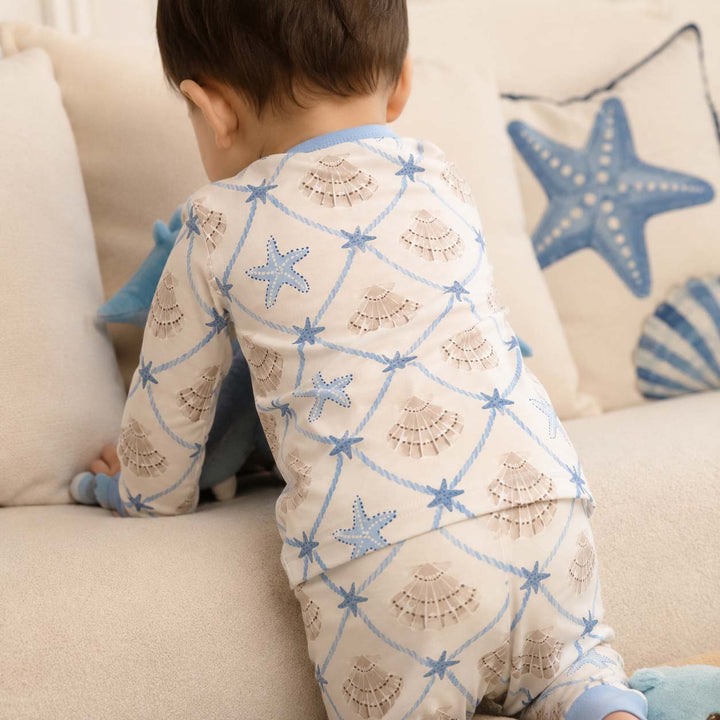 Playful Coastal Creatures Bamboo Two Piece Long Sleeve Pajama Set