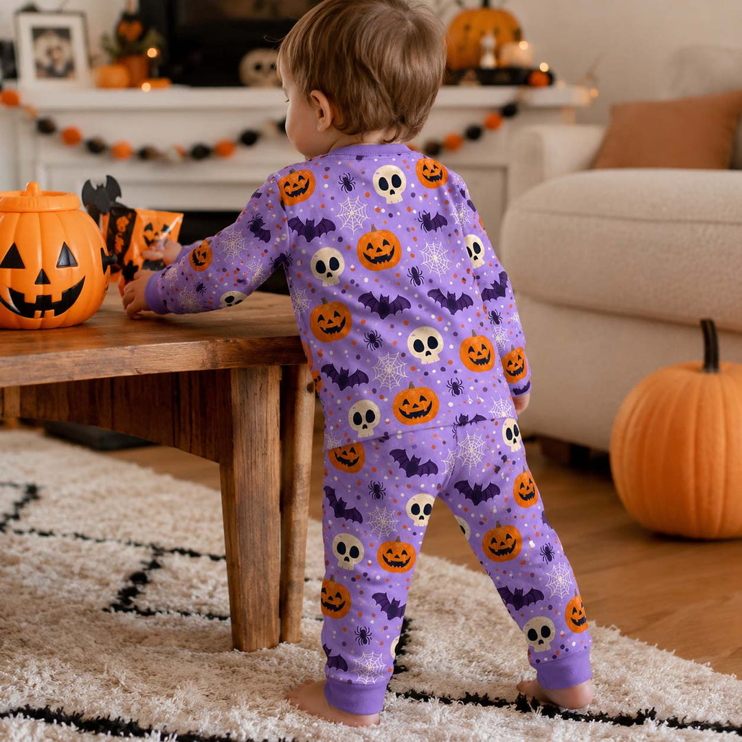 Playful Halloween Pattern Bamboo Two Piece Long Sleeve Pajama Set