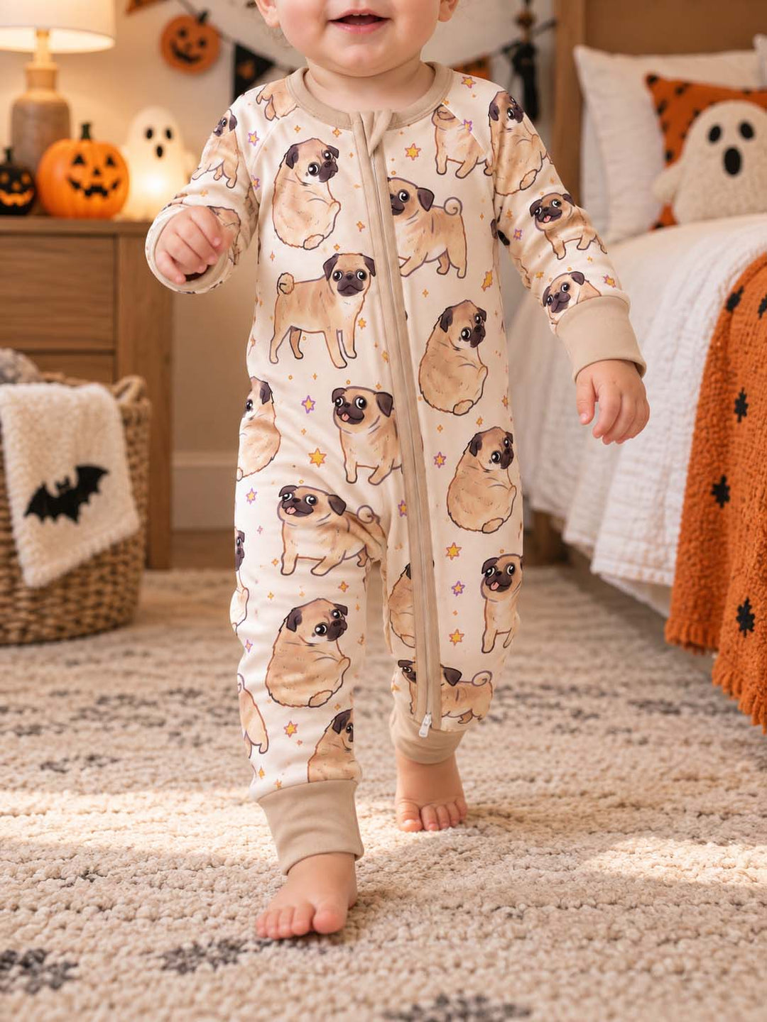 Playful Pug Stars Bamboo Convertible Zippy