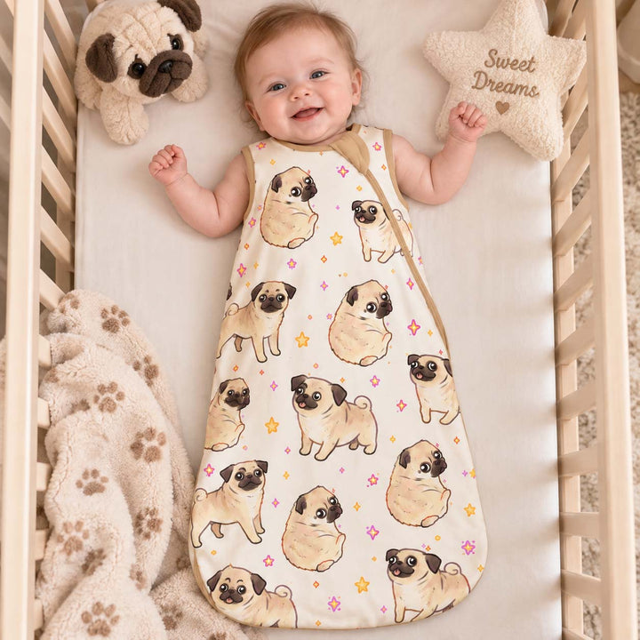 Playful Pug Stars Bamboo Sleep Bag